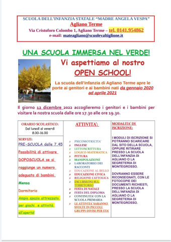 Agliano Terme | Open school Scuola dell'Infanzia Statale